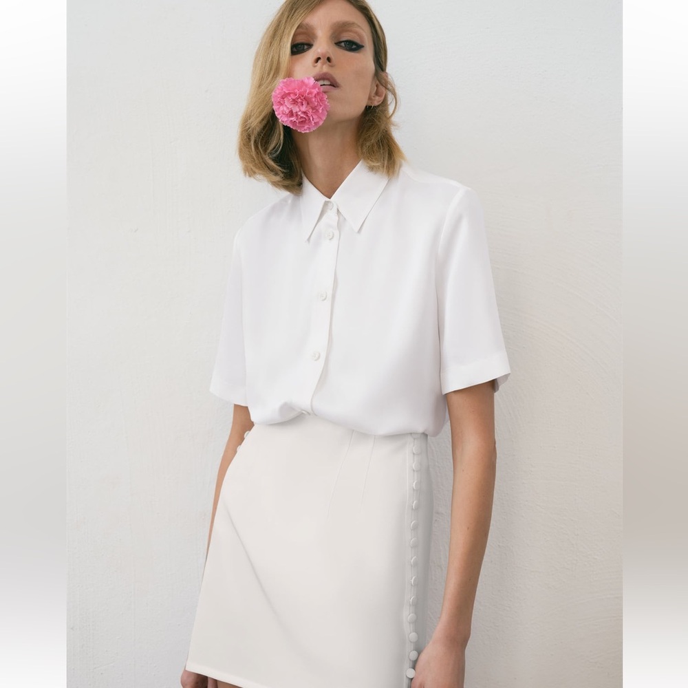 Zara Satin Effect Top with Vents NWT